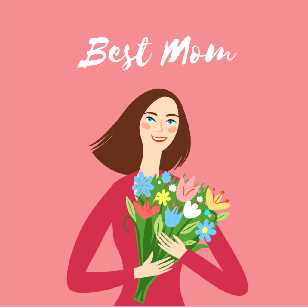 Dreamy girl holding Bouquet on Mother's Day — Створити дизайн Dreamy girl holding Bouquet on Mother's Day — Створити дизайн