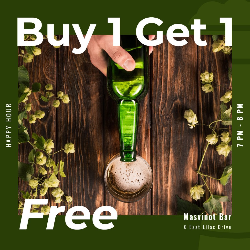 Bar St.Patricks Day Offer with Bottle and greens — Modelo de projeto Bar St.Patricks Day Offer with Bottle and greens — Modelo de projeto