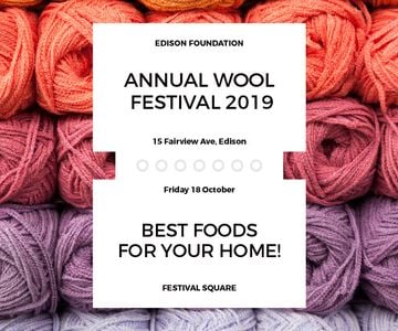 Knitting Festival Invitation Wool Yarn Skeins | Large Rectangle Template
