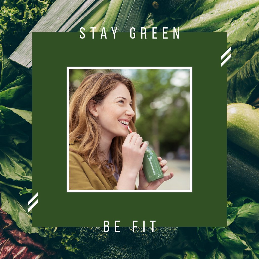 Girl drinking green smoothie — Create a Design Girl drinking green smoothie — Create a Design