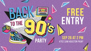 Retro Party invitation Musical Cassette on Colorful Pattern
