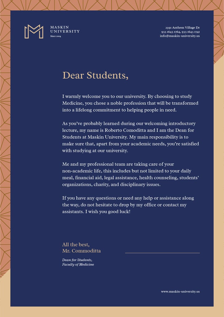 University official welcome greeting — ein Design erstellen University official welcome greeting — ein Design erstellen