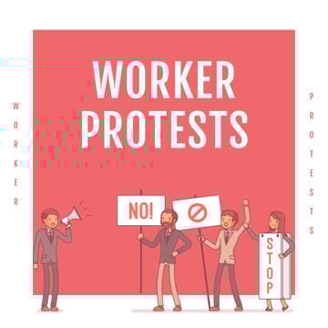 Workers protesting on street