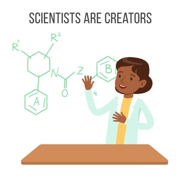 Scientist working on molecule structure