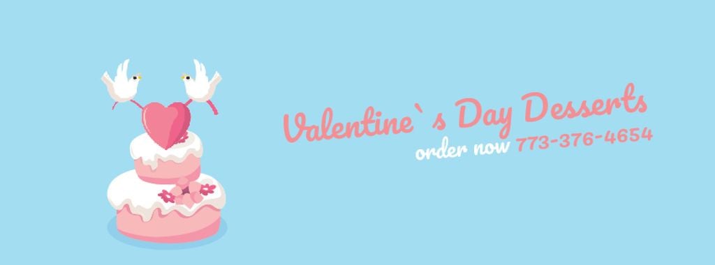 Doves Putting Heart on Pink Cake Facebook Video Cover — ein Design erstellen Doves Putting Heart on Pink Cake Facebook Video Cover — ein Design erstellen