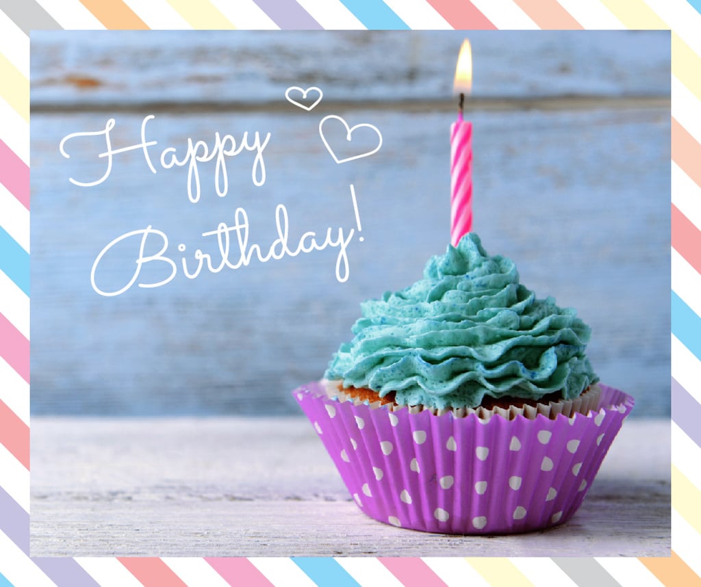 Birthday Greeting Candle on Cupcake in blue — Modelo de projeto Birthday Greeting Candle on Cupcake in blue — Modelo de projeto