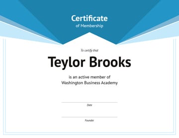 Business Academy Membership confirmation in blue