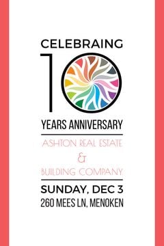 10 Years Anniversary Invitation Simple Frame