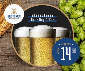 Beer Day Offer Glasses and Hops