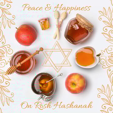 Rosh Hashanah apples with honey and Star of David