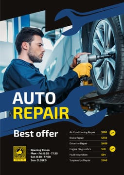 Auto Repair Service Ad Mechanic at Work