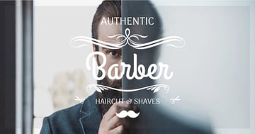 Advertisement for barbershop with Barber