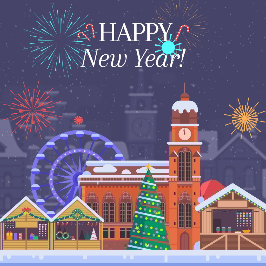 Fireworks over Christmas town — Crea un design Fireworks over Christmas town — Crea un design