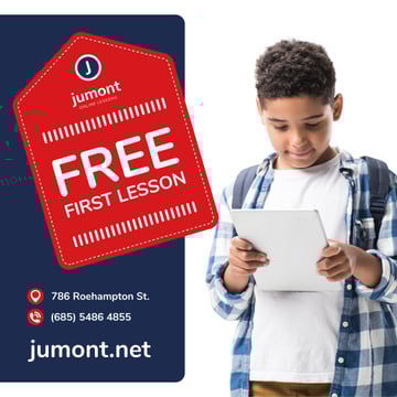 Education Courses Ad Boy Holding Notepad