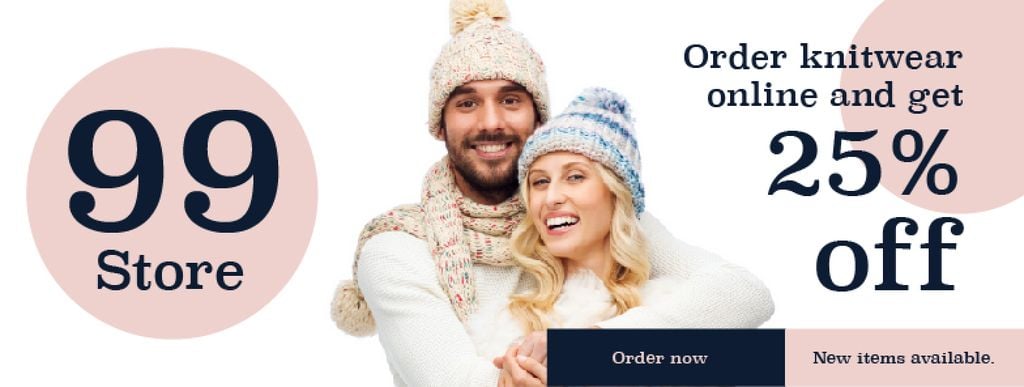 Online knitwear store with smiling Couple — ein Design erstellen Online knitwear store with smiling Couple — ein Design erstellen
