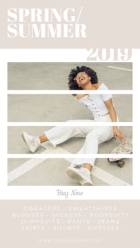 Fashion Ad with African American Girl with Skateboard | Vertical Video Template