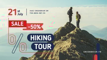 Hiking Tour Sale with Backpackers in Mountains
