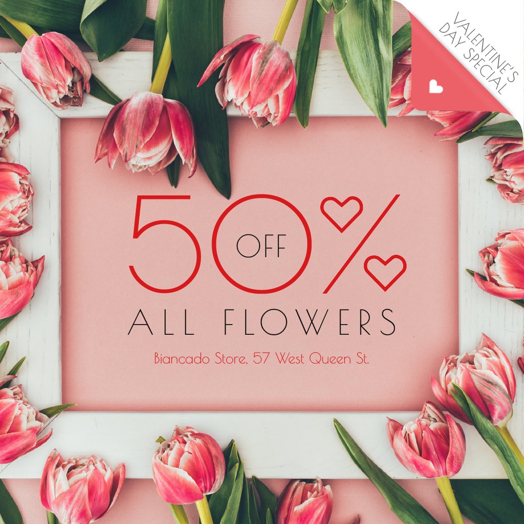Valentine's Day Offer in Tulip Flowers Frame — Crear un diseño Valentine's Day Offer in Tulip Flowers Frame — Crear un diseño