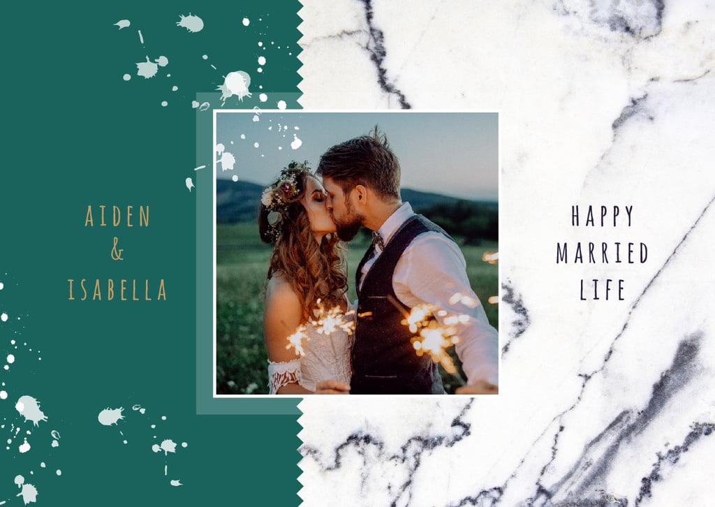 Happy newlyweds on wedding day — Create a Design Happy newlyweds on wedding day — Create a Design