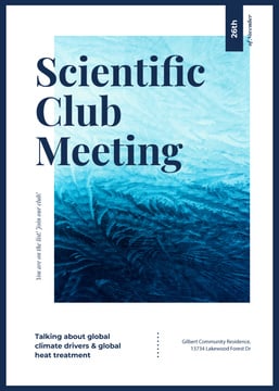 Scientific Club meeting ad on Frozen pattern