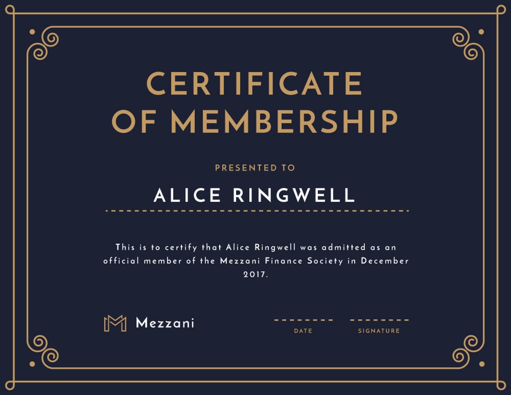 Finance Society Membership confirmation in blue — ein Design erstellen Finance Society Membership confirmation in blue — ein Design erstellen