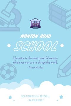 School Advertisement Studying Icons in Blue