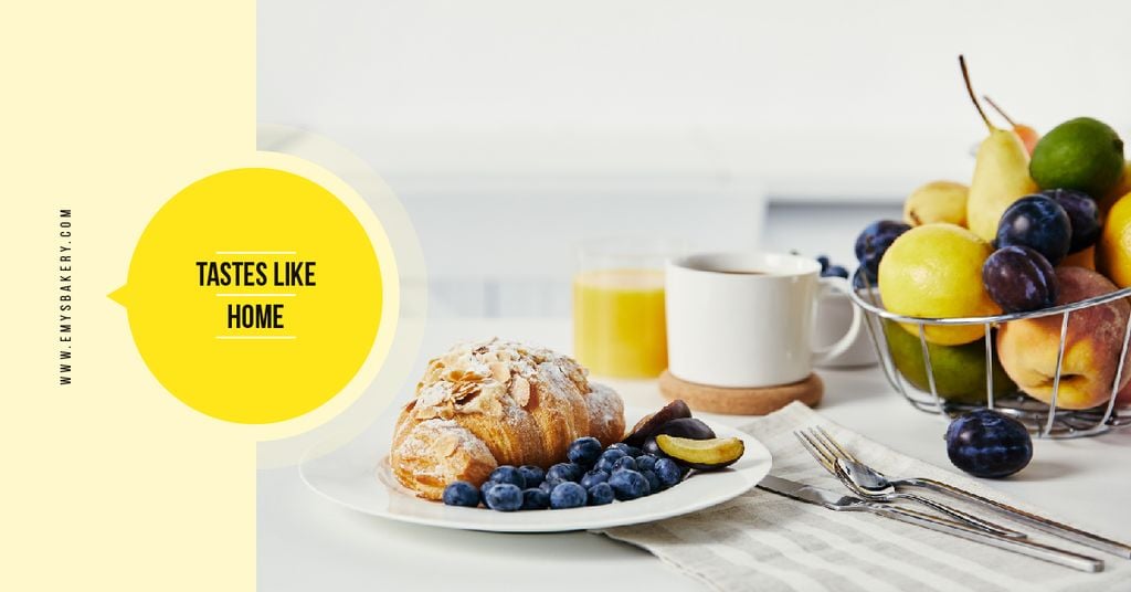 Cafe Promotion Croissant with Blueberries and Almonds — Створити дизайн Cafe Promotion Croissant with Blueberries and Almonds — Створити дизайн
