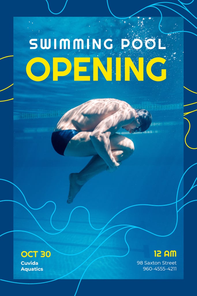 Swimming Pool Opening Announcement Man Diving - Bir Tasarım Oluşturun Swimming Pool Opening Announcement Man Diving - Bir Tasarım Oluşturun