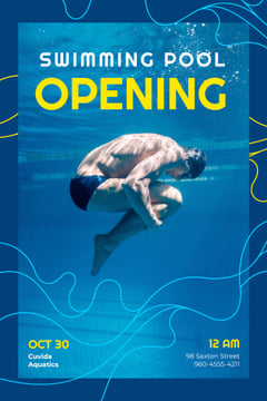 Swimming Pool Opening Announcement with Man Diving