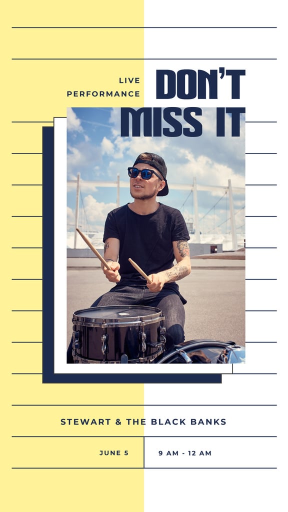 Man playing drums on street — ein Design erstellen Man playing drums on street — ein Design erstellen