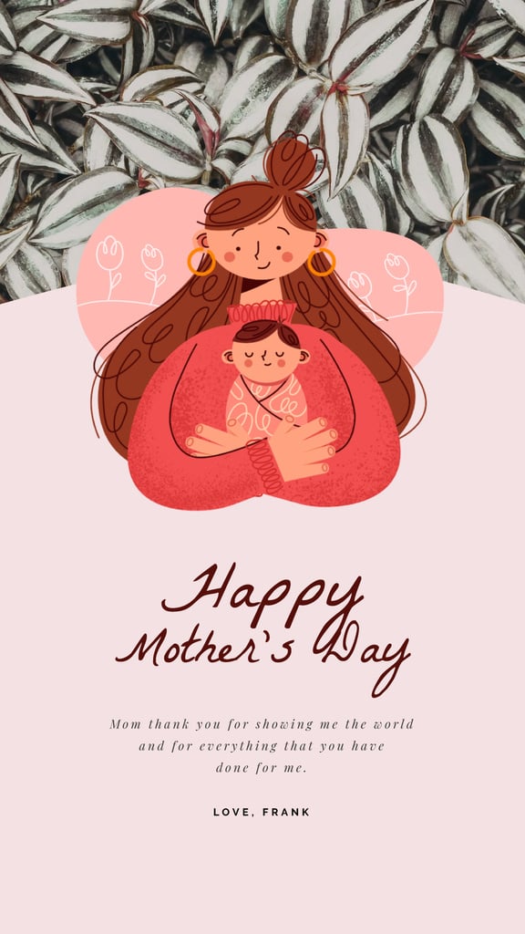 Mother's Day Greeting Happy Mother with Baby | Vertical Video Template — ein Design erstellen Mother's Day Greeting Happy Mother with Baby | Vertical Video Template — ein Design erstellen