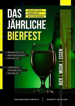 Beer Fest Invitation Bottle and Glass in Green