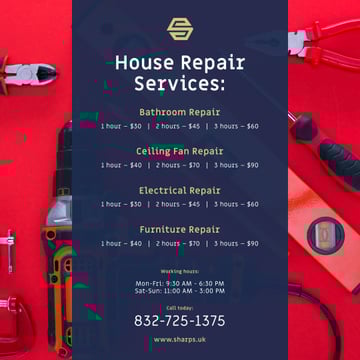 House Repair Services Ad Tools in Red