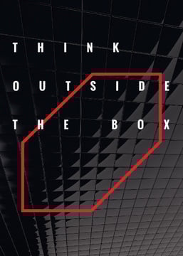 Think outside the box Quote on black tiles
