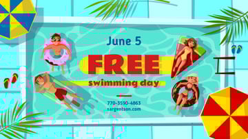 Free Swimming Day People in Pool