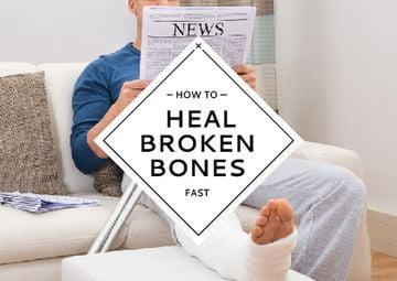 Man with Broken Leg reading Newspaper