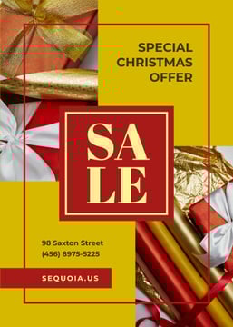 Christmas Offer Gifts Bows and Wrapping | Invitation Template