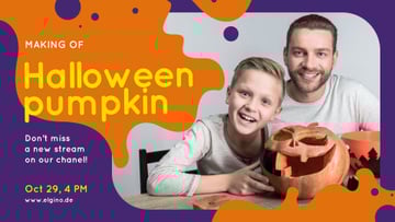 Halloween Workshop Father and Son Carving Pumpkin