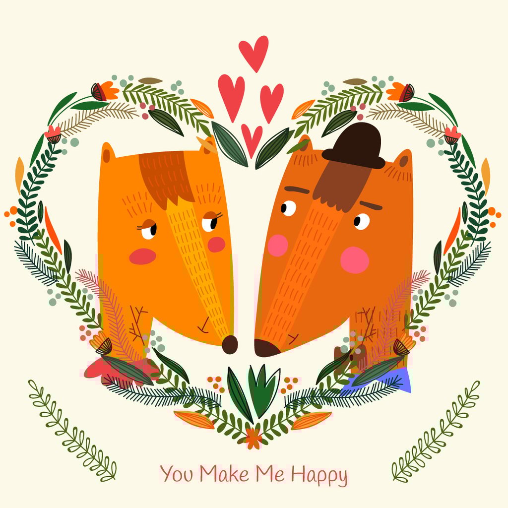 Valentine's day card with foxes — Створити дизайн Valentine's day card with foxes — Створити дизайн