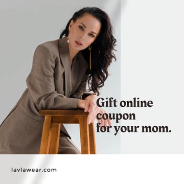 Mother's Day Offer with Stylish Woman posing on chair