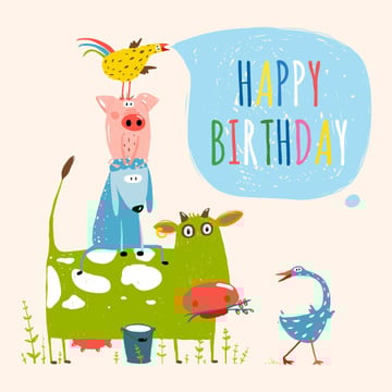 Birthday Greeting with funny Animals