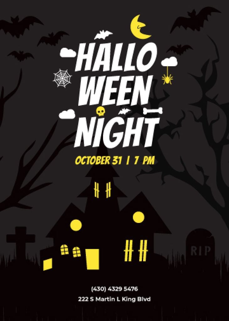 Halloween Party invitation with scary house — ein Design erstellen Halloween Party invitation with scary house — ein Design erstellen