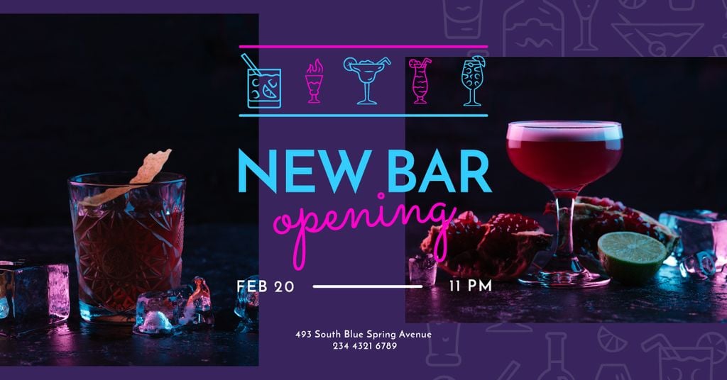 Bar Opening Announcement Cocktails on a Counter — Maak een ontwerp Bar Opening Announcement Cocktails on a Counter — Maak een ontwerp