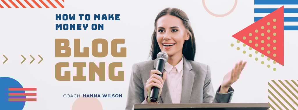 Businesswoman presenting with microphone — Створити дизайн Businesswoman presenting with microphone — Створити дизайн