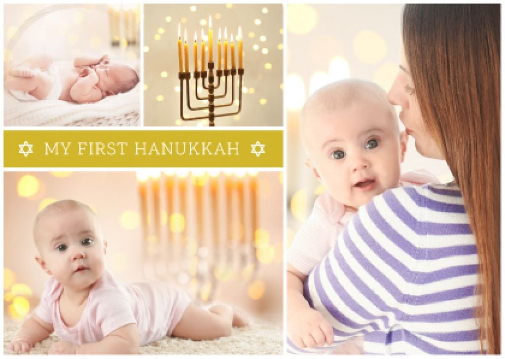 Mother with baby celebrating hanukkah — Modelo de projeto Mother with baby celebrating hanukkah — Modelo de projeto