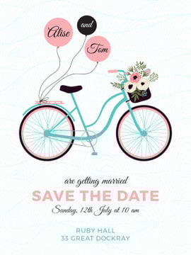Save the Date with Bicycle and Flowers