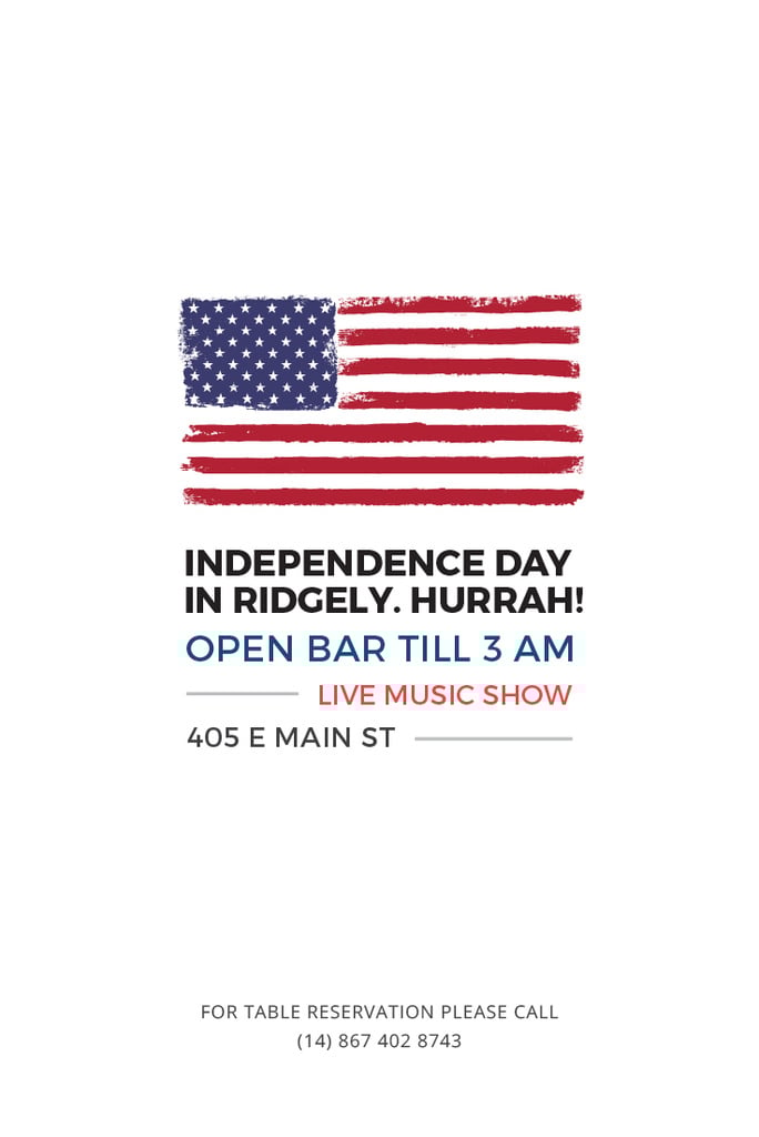 Independence Day Invitation with USA Flag on White — ein Design erstellen Independence Day Invitation with USA Flag on White — ein Design erstellen