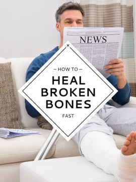 Man with Broken Leg reading Newspaper