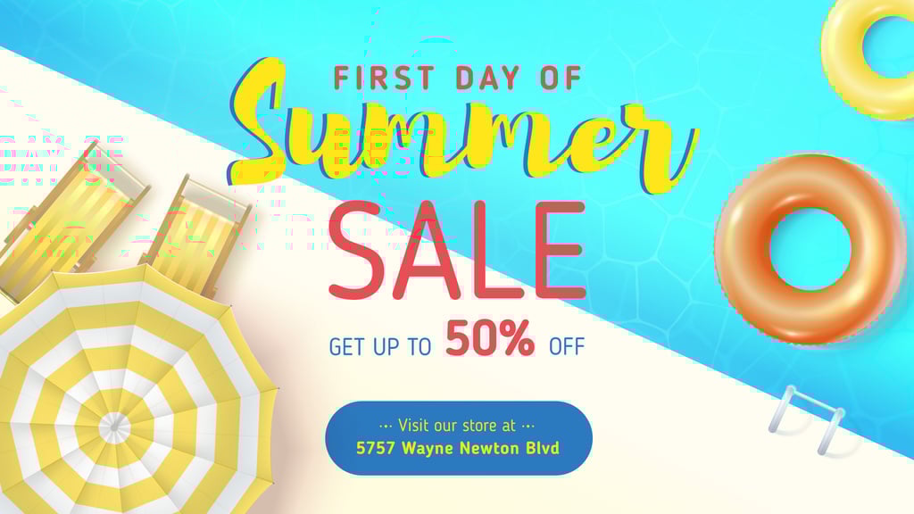 Summer Sale Umbrella by Swimming pool | Facebook Event Cover Template — Crear un diseño Summer Sale Umbrella by Swimming pool | Facebook Event Cover Template — Crear un diseño