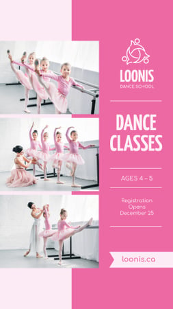 Ballet Classes Discount Offer in Pink Instagram Story Design Template
